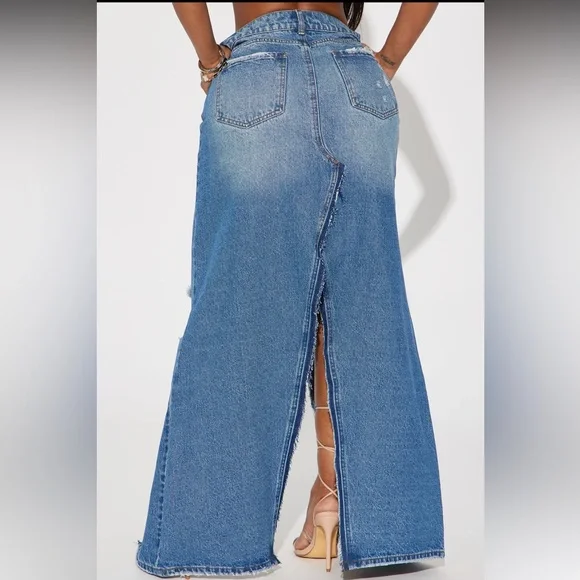 Denim Maxi Skirt - Picture 4 of 7